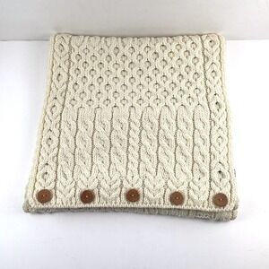 The Irish Store Cowl Scarf Womens OS Cream 100% Merino Wool‎ Cable Knit